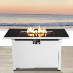 Outdoor Fire Pit Table With Lid - White / Black