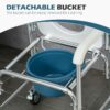 Homcom - Shower Commode Wheelchair, Padded Seat, 330 Lbs - White - Image 4