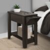 Accent Side Table, Storage, Lamp, Transitional - Espresso - Image 3