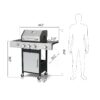 3 Burner Propane Gas Bbq Grill With Side Burner, 37230Btu Output With Enameed Cast Iron Cooking Grids For Outdoor Barbecue, Stainless Steel - Black / Silver - Image 3