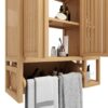 Elegant Bamboo Wall Mounted Bathroom Cabinet With Storage For Toiletries And Towels - Neutral - Image 12