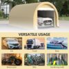 Outsunny - 10' x 16' Carport, Heavy Duty Portable Garage Storage Tent With Large Zippered Door, Anti-Uv Pe Canopy Cover For Car, Truck, Boat, Motorcycle, Bike, Garden Tools, Outdoor Work - Beige - Image 2