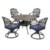 Round 4 Person 48.03" Long Aluminum Dining Set With Cushions - Gray / Navy - Image 3