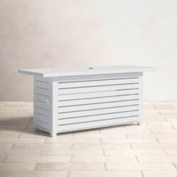 Steel Propane / Natural Gas Outdoor Fire Pit Table With Lid - White