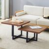Perfectly Integrating Modern And Scandinavian Styles Double Deck Coffee Table - Walnut - Image 2