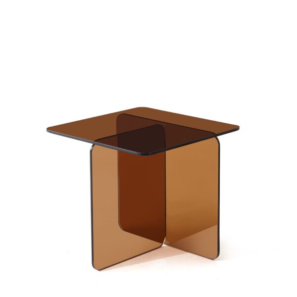 Tempered Brown Glass Sidetable, Small Tea Table Night Stand Tempered Glass Sofa Table - Brown