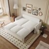 Pull Out Sofa Bed, 3 Seat Convertible Sleeper Sofa With 2 In 1 Pillow And Blanket Set Multifunctional Velvet Loveseat Bed - Beige - Image 2