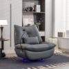 270 Swivel Glider Recliner Chair, Power Recliner Rocking Chair, USB Port Charge For Nursery Chair With Atmosphere Lamp For Living Room Bedroom Apartment - Dark Gray - Image 3