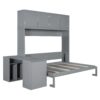 Queen Size Wall Murphy Bed With Desk And Storage Shelves And Big Cabinets - Gray - Image 9
