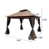 Outdoor 11X 11Ft Pop Up Gazebo Canopy With Removable Zipper Netting, 2 Tier Soft Top Event Tent, Suitable For Patio Backyard Garden Camping Area With 4 Sandbags - Brown - Image 3