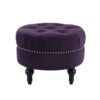 Dawn - Tufted Round Ottoman Nailhead Accents - Purple - Image 2