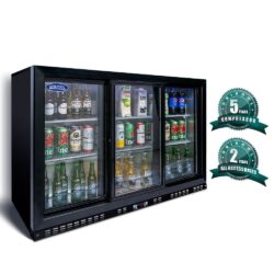 53" Beverage Refrigerators 3 Glass Door Back Bar, 480 Cans Cooler, Commercial Beer Wine And Drink Fridge, 11.3 Cu.Ft - Black