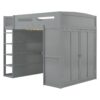 Full Size Loft Bed With Desk, Wardrobes, 4 Drawers And 4 Shelves - Gray - Image 4