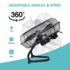 3 Speed High Velocity Industrial Heavy Duty Metal Floor Fan With Tilting Head, For Outdoor / Indoor Use - Black - Image 3