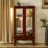 Curio Cabinet Lighted Curio Diapaly Cabinet With Adjustable Shelves And Mirrored Back Panel, Tempered Glass Doors 3 Tier, (E26 Light Bulb Not Included) - Cherry - Image 5