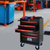 Rolling Metal Tool Chest With 6 Drawers, 20" Steel Storage Cabinet With Ball Bearing Slides - Black / Red - Image 13