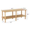 Modern Double Deck TV Cabinet Is Suitable For Living Room, Rectangular Center Table With Open Storage Shelf, Rounded Rubberwood Legs, Stable And Durable - Burly Wood - Image 3