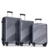 3 Piece Luggage Sets Lightweight Suitcase With Two Hooks, Spinner Wheels, (20/24/28) - Gray - Image 6