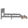Queen Size Platform Contemporary Upholstered Bed With Storage Drawer - Gray - Image 3
