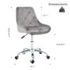 Modern Velvet Fabric Dining Chair With Chrome Legs, Soft And Comfortable, Lift Adjustment, Space Saving - Gray - Image 3