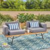 Outdoor Sofa With Cushions And Iron Legs - Dark Gray - Image 2