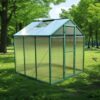 Newly Marketed Gain Height Windproof Aluminum Greenhouse 6 X 6 Ft Polycarbonate Greenhouse Raised Base And Anchor Aluminum Heavy Duty Walk - In Greenhouses For Outdoor Backyard In All Season - Green - Image 2