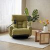 Adjustable Swivel Lounge Chair With 360 Degree Rotating Seat And Headrest Support Leisure Chair Deck Chair Game Chair For Living Room - Green - Image 11