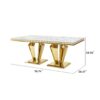 79.53 In. Elegant Marble Pattern Dining Table For 6 Or 8 Seats Polished Stainless Steel Base - Gold - Image 2