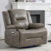 360° Swivel And Rocking Home Theater Recliner Manual Recliner Chair With A Led Light Strip For Living Room - Gray - Image 6