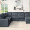 Isla - Woven 7 Seater Sectional Sofa With Ottoman - Gray - Image 6