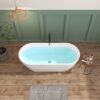 Acrylic Freestanding Soaking Bathtub With Classic Slotted Overflow And Toe-Tap Drain In Chrome, Cupc Certified.Easy To Install, 02138 - Glossy White - Image 5
