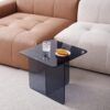 Tempered Glass Side Table, Multi Purpose Night Stand, Durable Transparent End Table - Smoke Gray - Image 7
