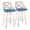 Charlotte - Farmhouse Fixed Height Counter Stool With Swivel And Round Footrest (Set of 2) - Blue / White Washed - Image 2