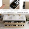 Bathin Freestanding Bathroom Vanity With Double Sinks, Bathroom Storage Vanity Cabinet With Stone Resin Countertop And Soft Close Drawers - Natural Oak - Image 7