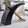 Stylish Dining Room Table, Luxury Glass Top Dining Table, Modern Design For Your House - Black - Image 6