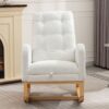 Accent Rocking Chair With Footrest High Back Rubber Wood Rocking Legs Bedroom Living Space - White - Image 5