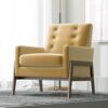 Cole - Solid Wood Lounge Chair - Yellow Fabric - Image 3