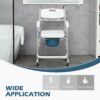 Homcom - Shower Commode Wheelchair, Padded Seat, 330 Lbs - White - Image 6