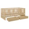 Twin Size Daybed With Fence Guardrails And 2 Drawers, Versatile Split Floor Bed & Daybed - Natural - Image 9