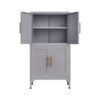 Metal Kitchen Storage Cabinet, Kitchen Pantry Storage Cabinet With Doors And Shelves, Storage Cabinet With Adjustable Leveling Foot For Kitchen, Living Room And Dining Room - Gray - Image 17