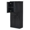 Stylish Bathroom Storage Cabinet With 2 Laundry Baskets And Drawer - Black - Image 18