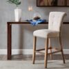 Bar Stool With Bronze Nail Heads - Cream - Image 2