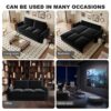 Pull Out Sofa Bed, 3 Seat Convertible Sleeper Sofa With 2 In 1 Pillow And Blanket Set Multifunctional Velvet Loveseat Bed - Black - Image 14