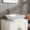 Square Bathroom Vessel Sink - White Porcelain Counter Bowl For Bathroom Vanity - White - Image 4