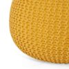 Bordeaux - Knitted Cotton Round Pouf Versatile Ottoman And Floor Cushionf - Yellow - Image 6