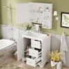 Bathroom Vanity With Sink, Modern Elegant Bathroom Storage Cabinet With 3 Drawers And Adjustable Shelves, Freestanding Vanity Set With Mirror Cabinet, Single Sink Bathroom Vanity - White - Image 3