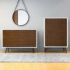 Mid-Century Modern White Dresser 6 Drawer - Dark Brown / White - Image 12
