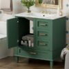 Bathroom Vanity, Modern Bathroom Cabinet With Sink Combo Set, Bathroom Storage Cabinet With A Soft Closing Door And 3 Drawers, Solid Wood Frame - Green - Image 25