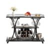 Industrial Bar Cart Kitchen Bar & Serving Cart For Home With Wheels 3 Tier Storage Shelves - Black / Gray - Image 5