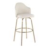 Ahoy - Contemporary Fixed Height Bar Stool Round Gold Footrest (Set of 2) - Cream / Gold - Image 2